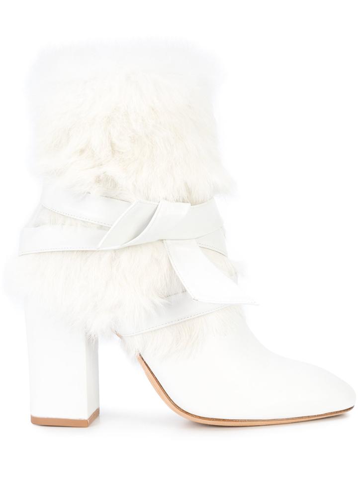Alexandre Birman Wrap Around Tie Boots - White