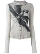 Rundholz Black Label Bug Print Cardigan, Women's, Size: Large, Grey, Cotton