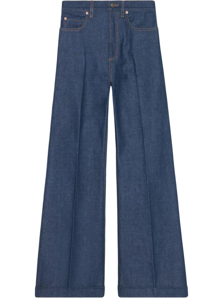 Gucci Washed Denim Flare Pants - Blue