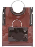Toga Ring Handle Vinyl Tote Bag, Women's, Brown, Vinyl