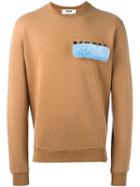Msgm Chest Logo Sweatshirt, Men's, Size: Large, Brown, Cotton