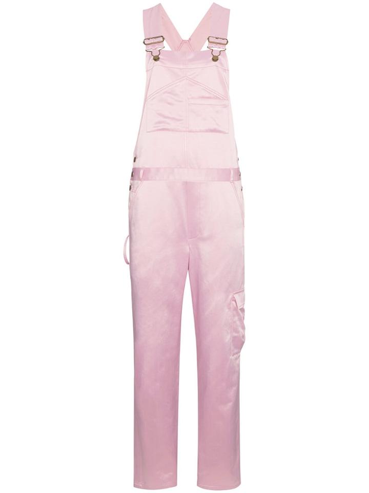 Rosie Assoulin Pink Satin Dungarees