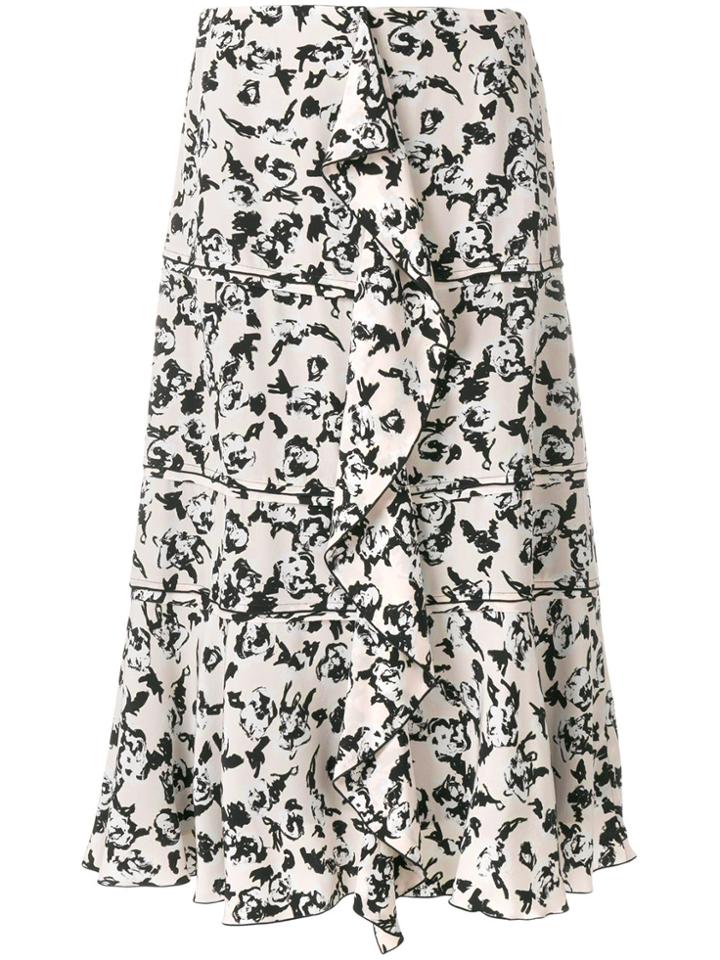 Proenza Schouler Ruffle Floral Print Skirt - Pink & Purple