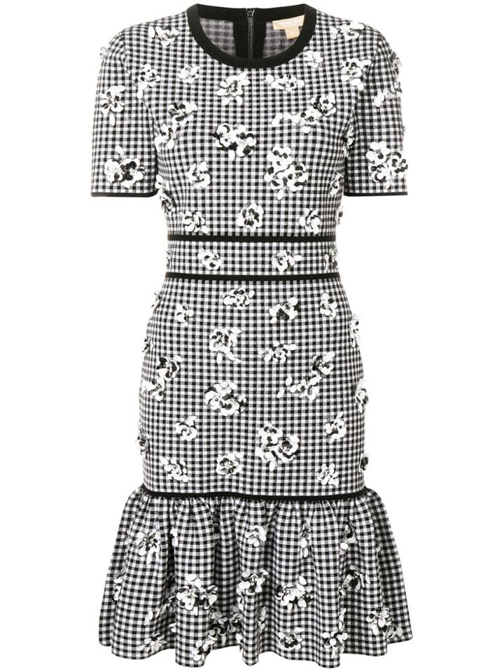 Michael Kors Collection Gingham Print Midi Dress - Black