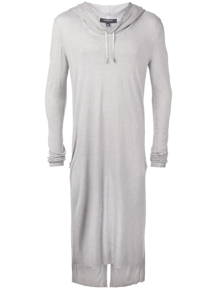 Unconditional - Hooded Long Top - Men - Rayon - L, Grey, Rayon