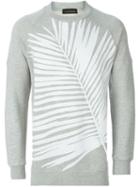 Diesel Black Gold Feather Print Sweatshirt, Men's, Size: L, Grey, Cotton
