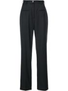 Seen? - High Waisted Creased Trousers - Women - Silk/polyester/wool - Xs, Black, Silk/polyester/wool