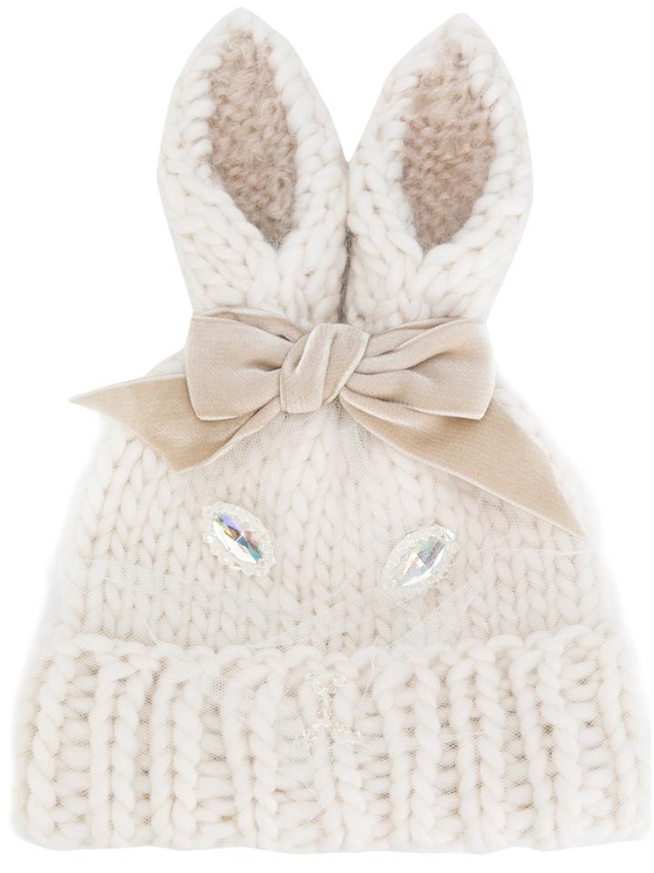 Ca4la Rabbit Ears Beanie - White