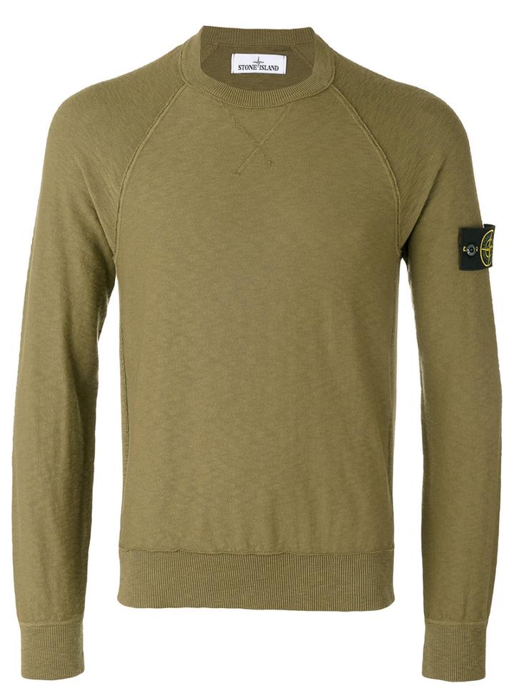 Stone Island Slim-fit Jumper, Men's, Size: Large, Green, Cotton/polyamide