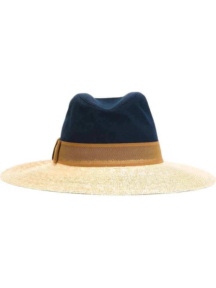 Lanvin Wide Brim Hat, Women's, Size: 58, Blue, Straw/linen/flax/viscose/polyurethane