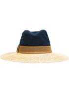 Lanvin Wide Brim Hat, Women's, Size: 58, Blue, Straw/linen/flax/viscose/polyurethane
