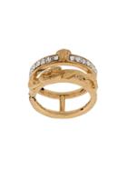 Versace Crystal Embellished Ring - Gold
