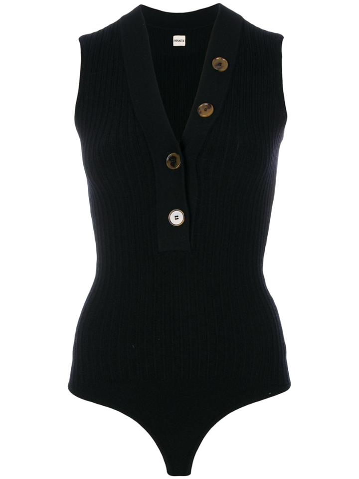 Khaite Fitted Knitted Bodysuit - Black