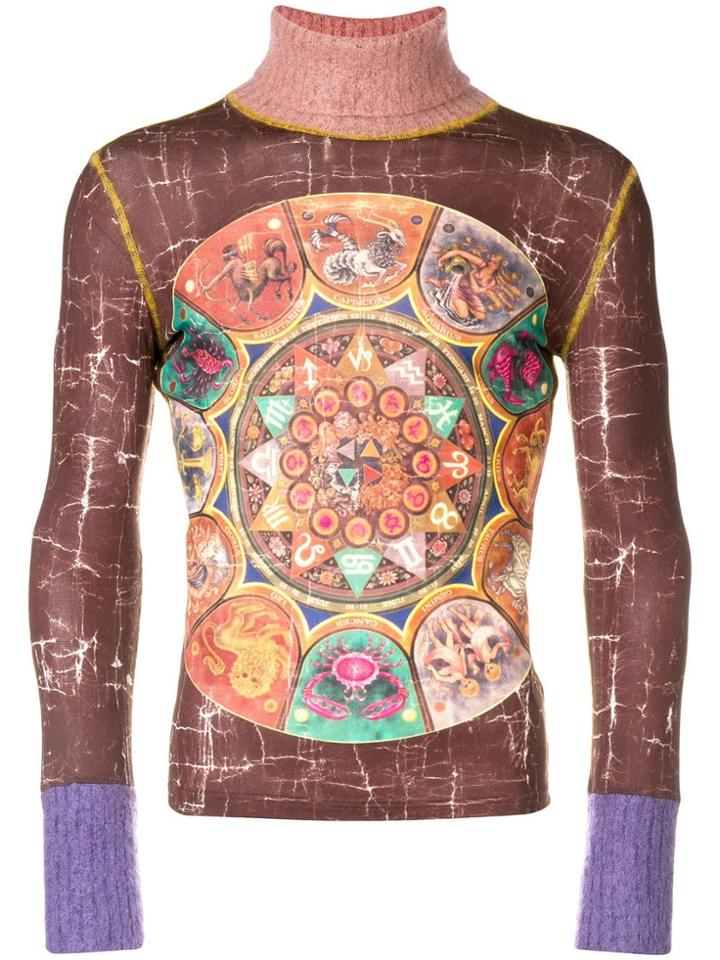 Jean Paul Gaultier Vintage Zodiac Roll Neck Top - Brown