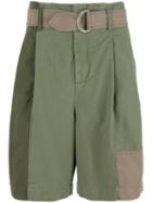 3.1 Phillip Lim Oversized Patchwork Shorts, Men's, Size: 30, Green, Cotton