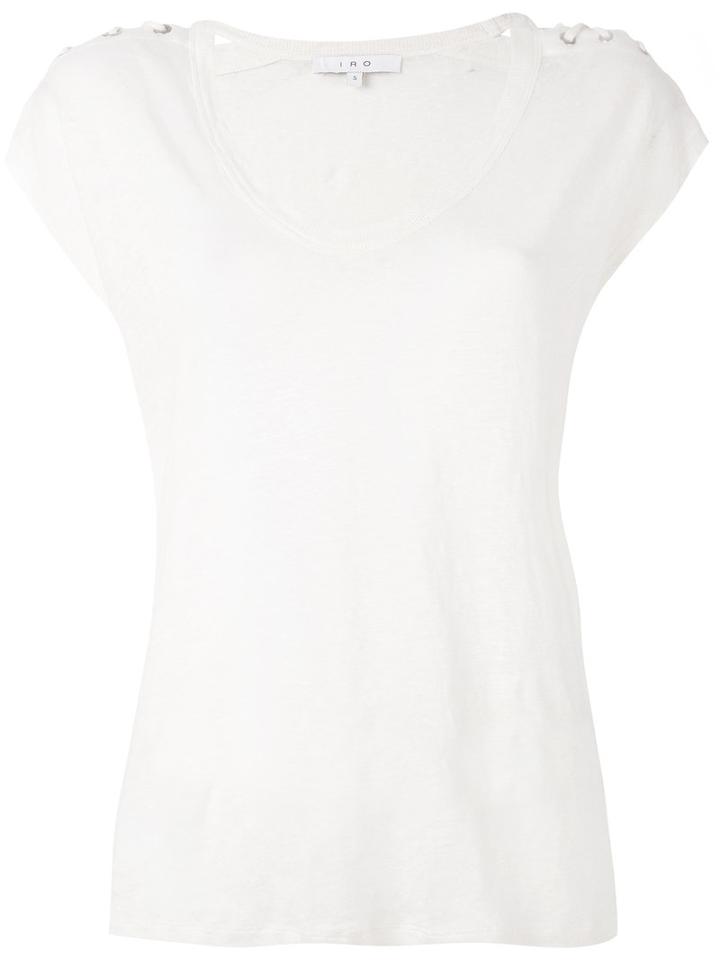 Iro - Lace-up Detail T-shirt - Women - Linen/flax - S, White, Linen/flax