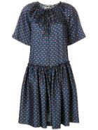 Hache Patterned Flared Dress - Blue