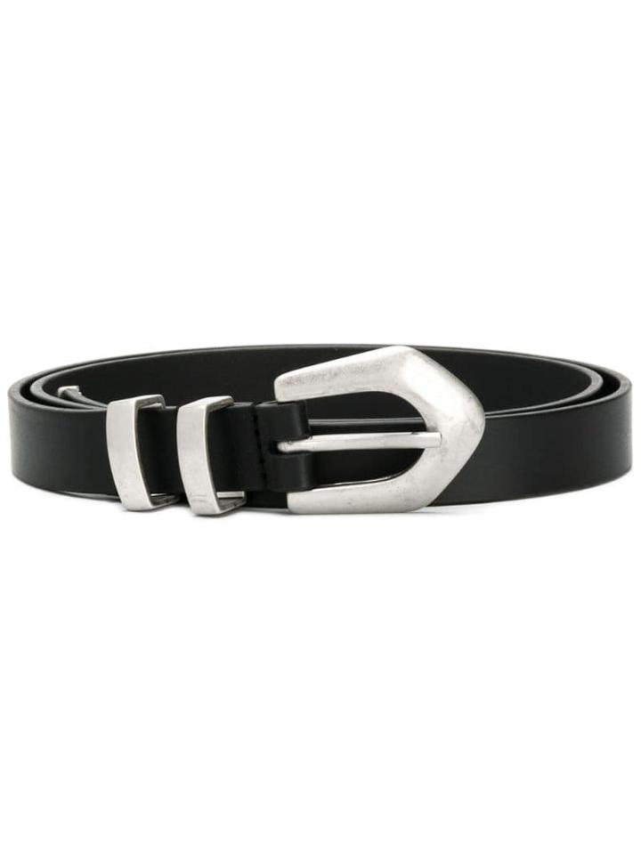 Philosophy Di Lorenzo Serafini Silver-tone Buckle Leather Belt - Black