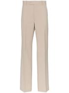 Helmut Lang High Waisted Wide Leg Cotton Suit Trousers - Neutrals