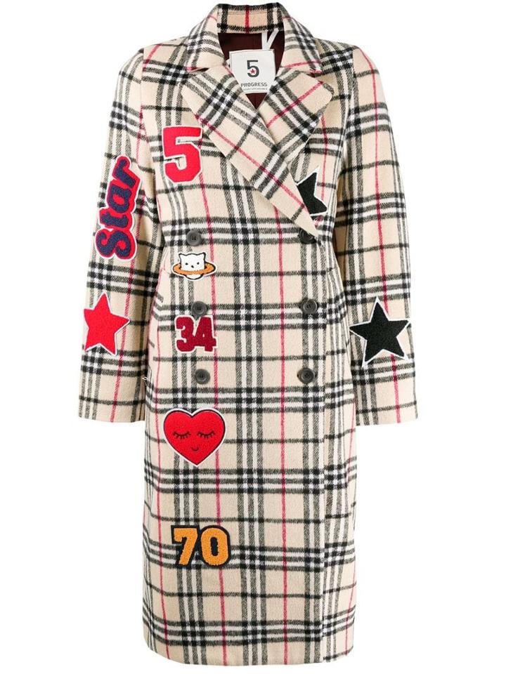 5 Progress Patch Detail Checked Coat - Neutrals