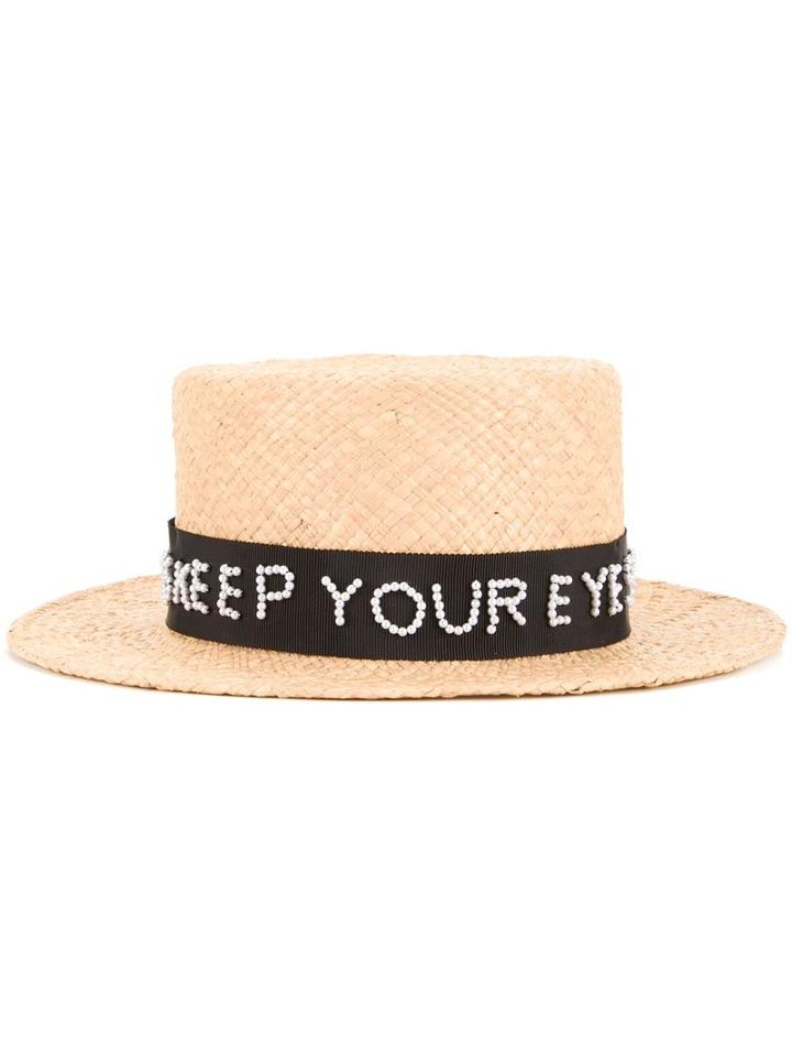 Muveil - 'keep Your Eyes Open' Hat - Women - Raffia - One Size, Women's, Brown, Raffia