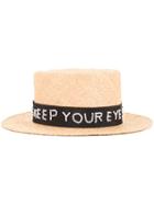 Muveil - 'keep Your Eyes Open' Hat - Women - Raffia - One Size, Women's, Brown, Raffia
