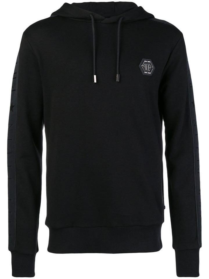 Philipp Plein Logo Trim Hoodie - Black