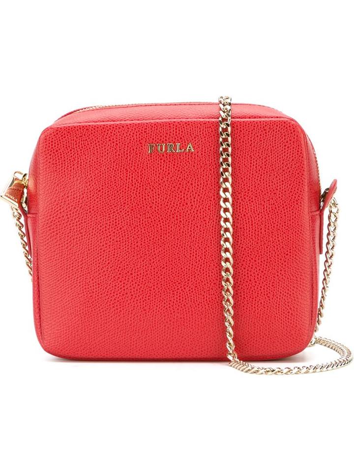 Furla Square Cross Body Bag, Women's, Red, Calf Leather