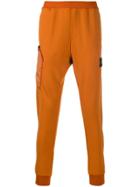 Stone Island Logo Patch Slim-fit Track Pants - Orange