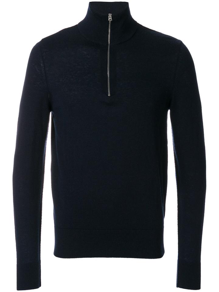 Burberry Roll-neck Zip Sweater - Blue