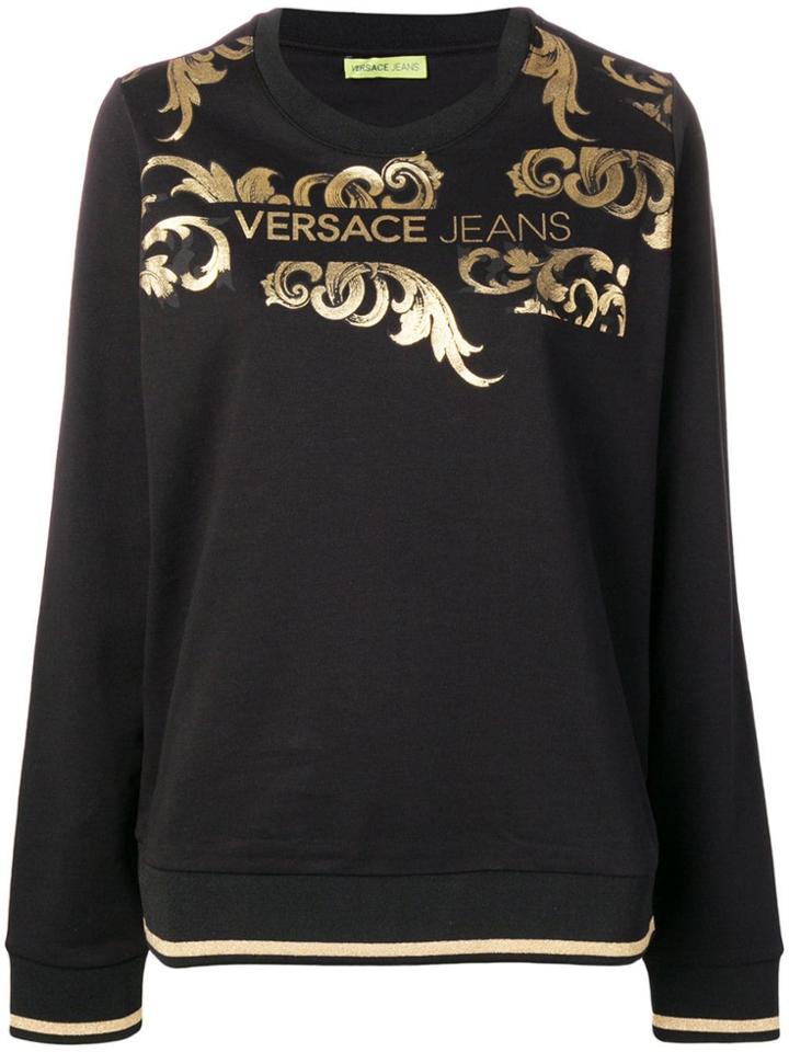 Versace Jeans Gold-tone Printed Jumper - Black