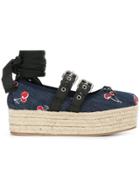 Miu Miu Cherry Denim Espadrilles - Blue