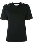 Victoria Victoria Beckham - Button Detail T-shirt - Women - Cotton - 4, Black, Cotton