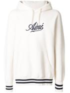 Aimé Leon Dore Logo Striped Detail Hoodie - White