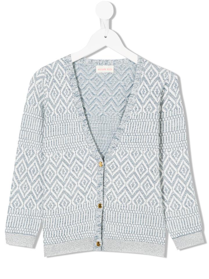 Simple Kids - Knitted Cardigan - Kids - Linen/flax/polyester/metallized Polyester - 12 Yrs, Blue
