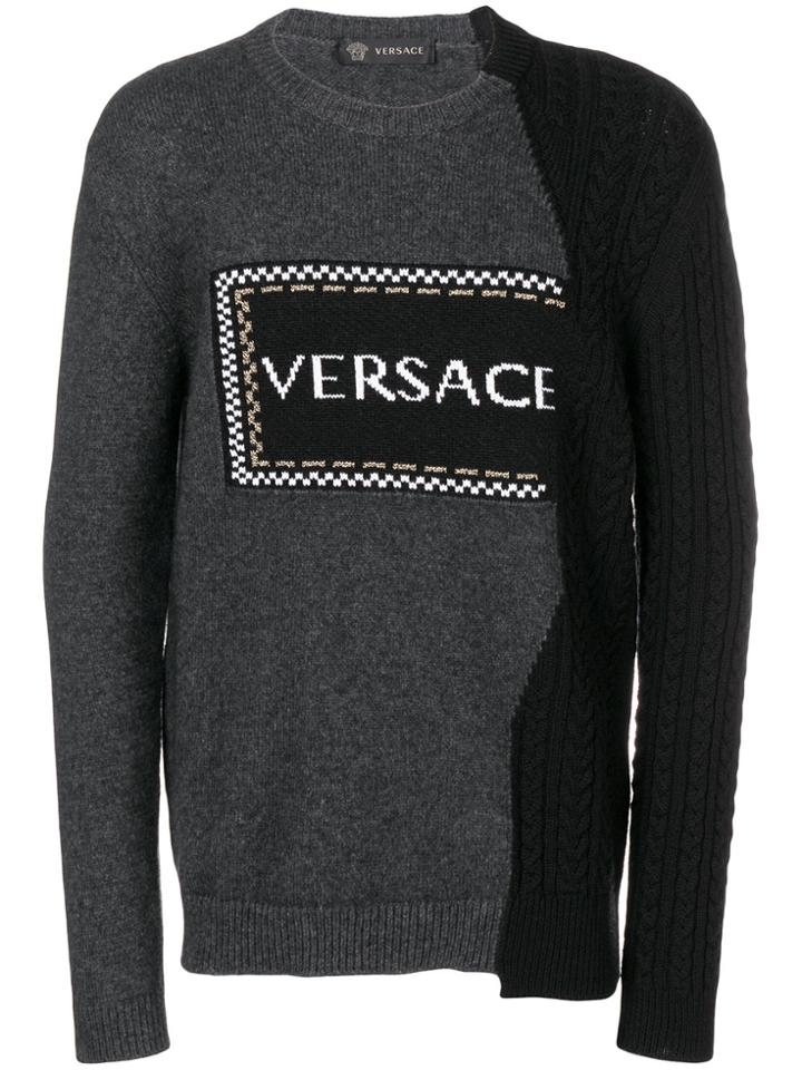 Versace Asymmetric Logo Jumper - Grey