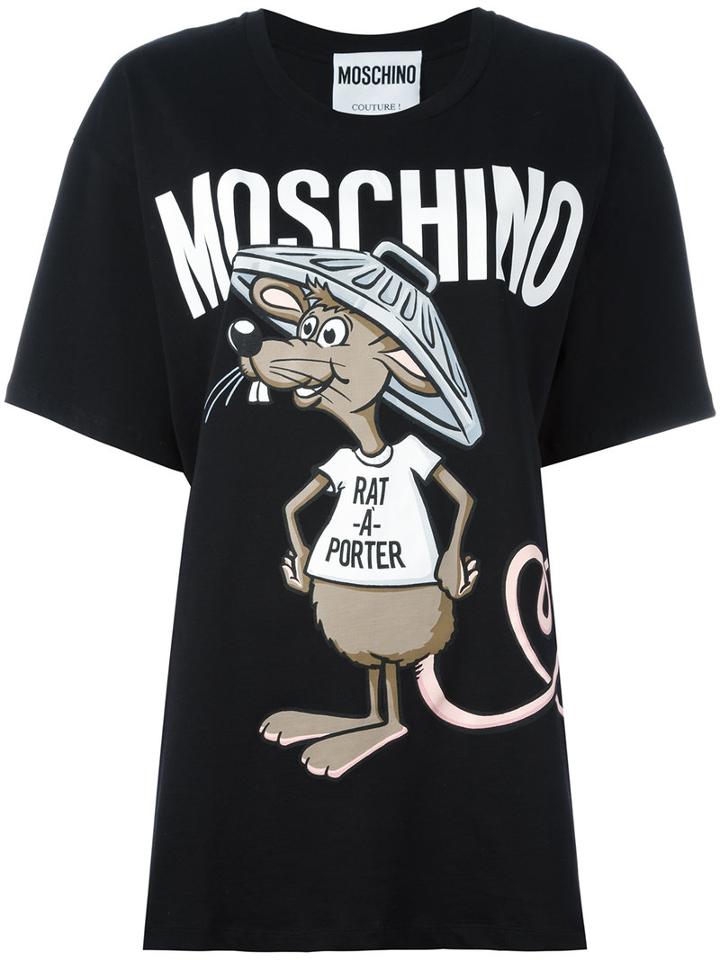 Moschino Rat-a-porter T-shirt, Women's, Size: Small, Black, Cotton