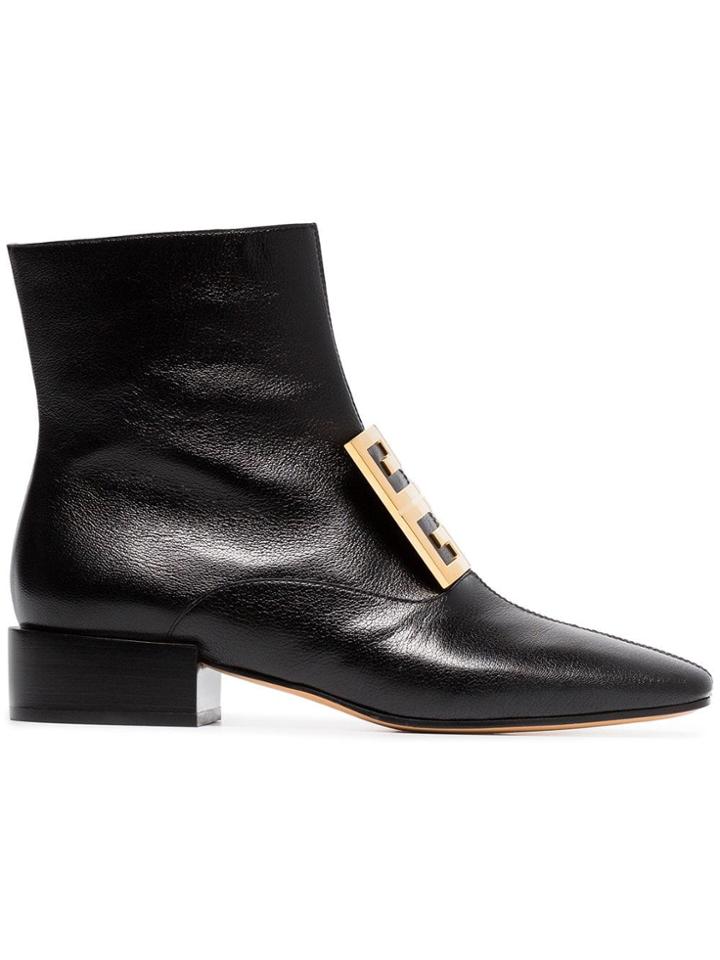 Givenchy Black 4g Low Heel Leather Ankle Boots