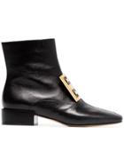 Givenchy Black 4g Low Heel Leather Ankle Boots
