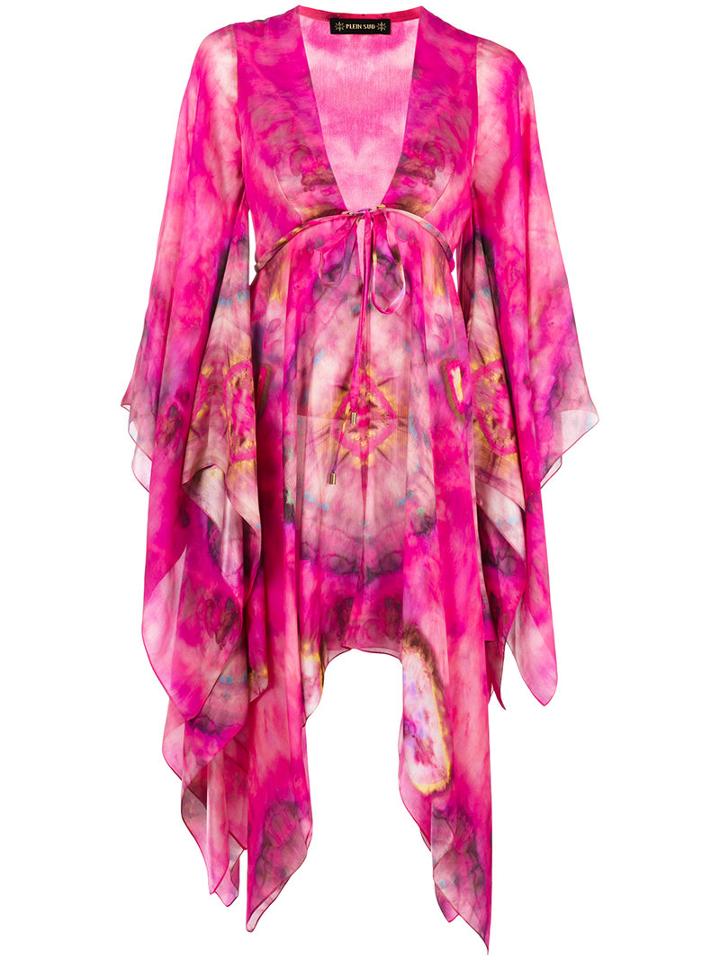 Plein Sud - Printed Beach Dress - Women - Silk - 40, Pink/purple, Silk