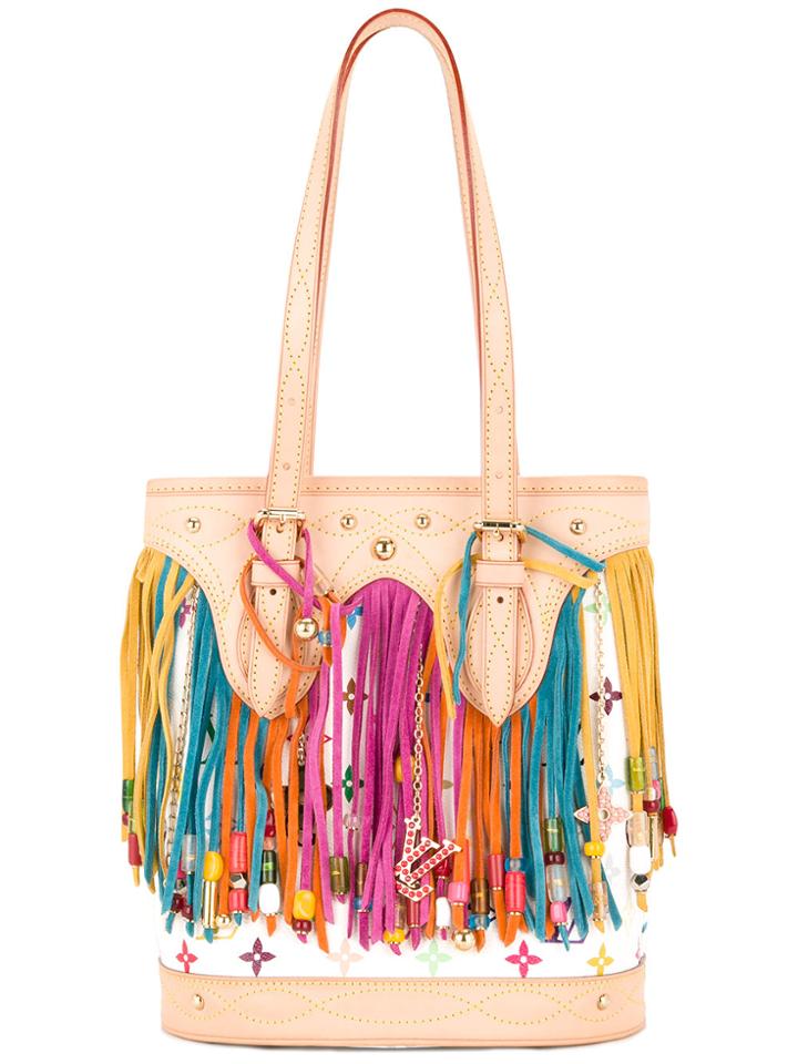 Louis Vuitton Vintage Fringed Bucket Tote - Multicolour