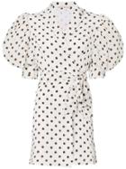 Alessandra Rich Polkadot Collared Wrap Dress - White