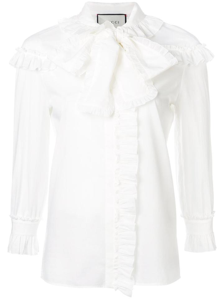 Gucci Vintage Ruffle Trim Blouse - White