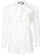 Gucci Vintage Ruffle Trim Blouse - White