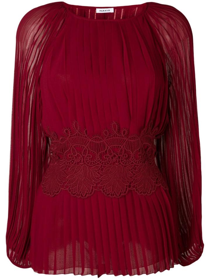 P.a.r.o.s.h. Lace Bodice Pleated Top - Red