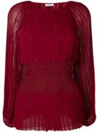 P.a.r.o.s.h. Lace Bodice Pleated Top - Red