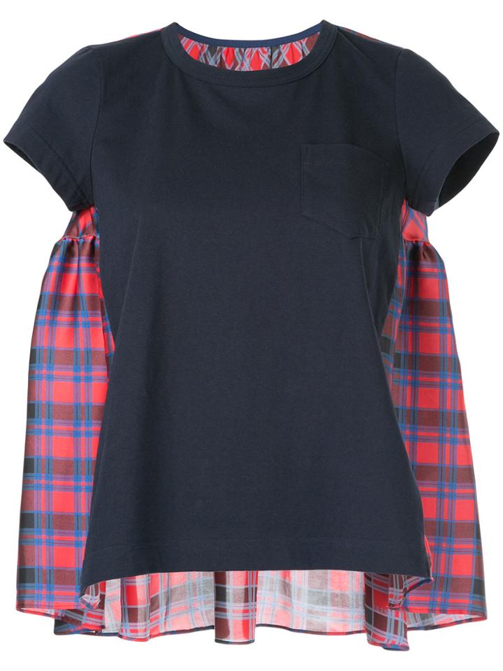 Sacai Check Back T-shirt - Black