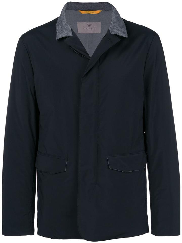 Canali Lightweight Contrasting Collar Jacket - Black