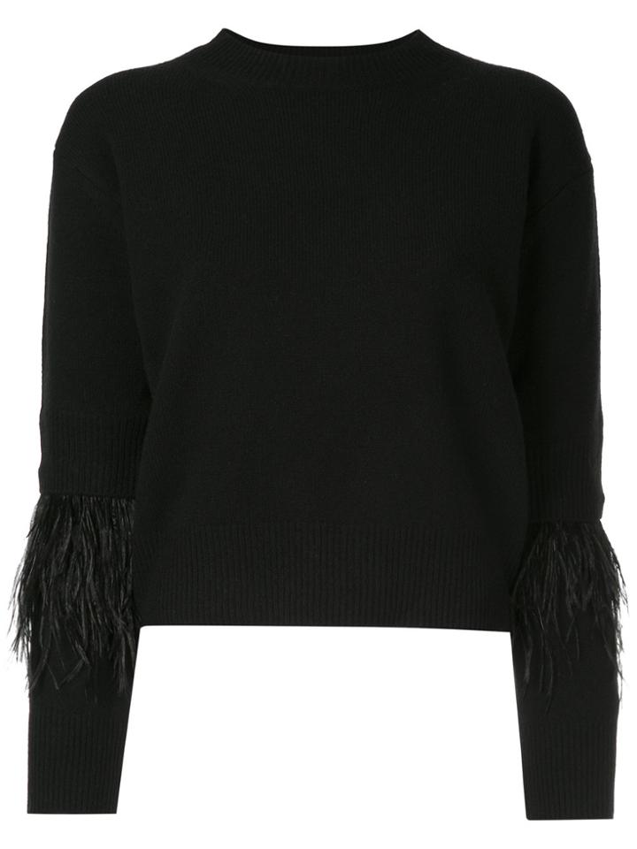 Le Ciel Bleu Fringed Fitted Sweater - Black