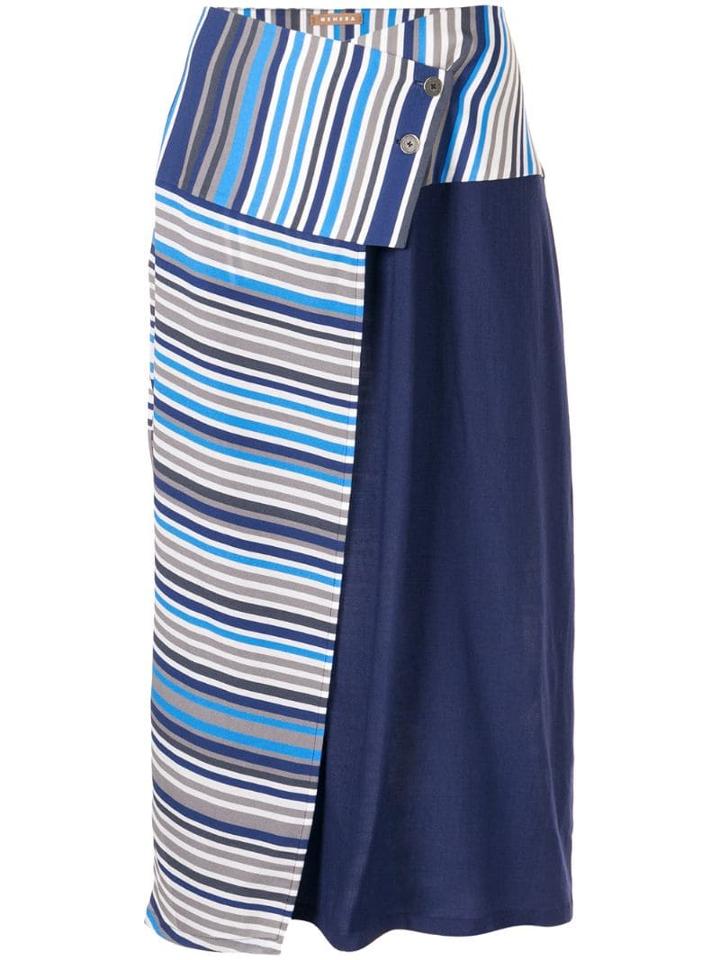 Nehera Striped Wrap Skirt - Blue